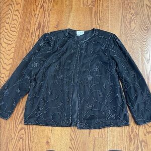 Chic Black Floral Women's Jacket